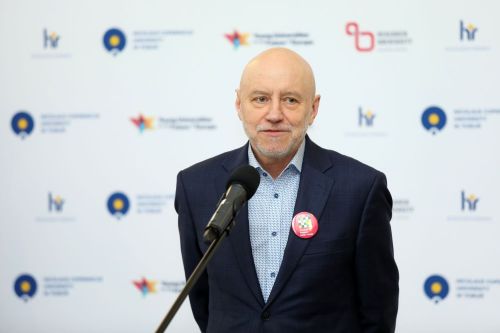Konferencja prasowa 21. TFNiS (18.04.2023, Collegium Maximum UMK).  [fot. Andrzej Romański] zdjęcie reportażowe z wydarzenia festiwalowego. Kliknij, aby powiększyć zdjęcie