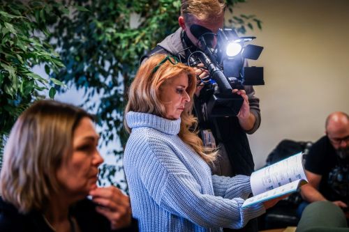Konferencja prasowa 24. TFNiS 2026 (Biblioteka Uniwersytecka, 9.04.2026).  [fot. Andrzej Romański] zdjęcie reportażowe z wydarzenia festiwalowego. Kliknij, aby powiększyć zdjęcie